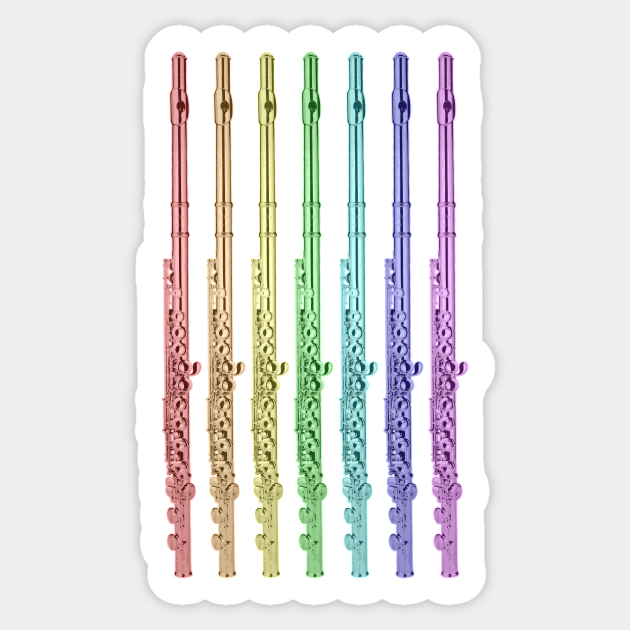 Rainbow Flutes Flute Sticker TeePublic